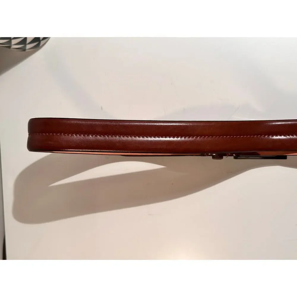 Men's Brown Genuine Leather Buckle Belt made in Italy Size 38